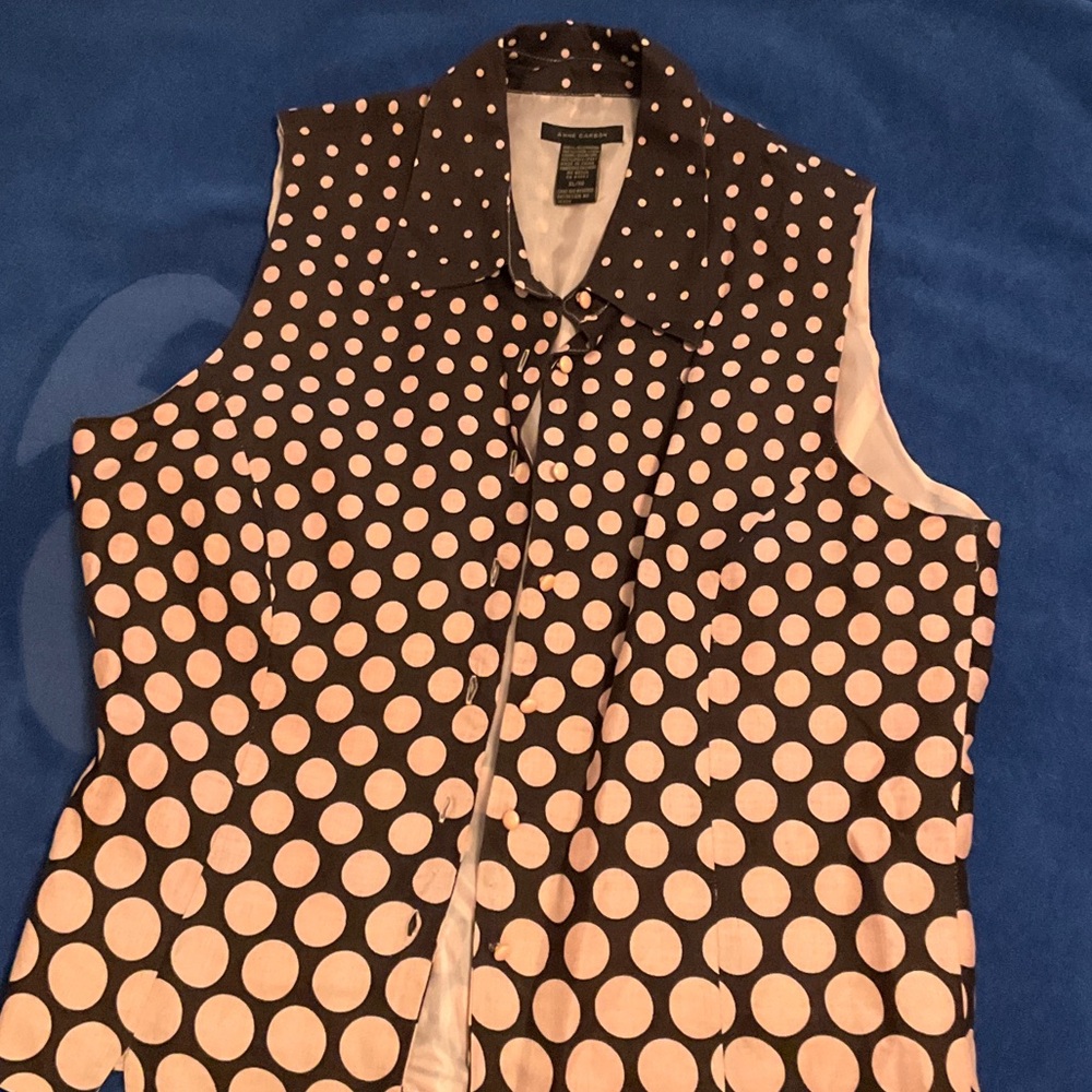 Anne Carson Brown and Pink Polka Dot Sleeveless vest top -XL